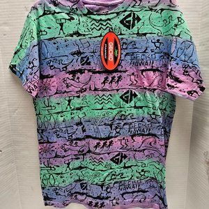 New GECKO Hawaii Wear With Aloha Graphic Green Black Purple Grafiti T Tee Shirt
